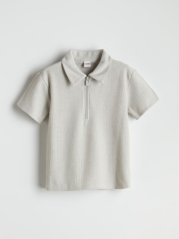 LCW Kids Polo Yaka Dokulu Kız Çocuk Tişört
