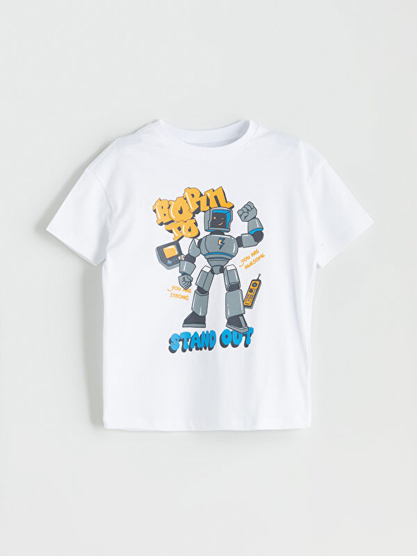 LCW Kids Bisiklet Yaka Baskılı Penye Erkek Çocuk Tişört