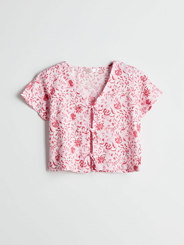 LCW DREAM V Yaka Desenli Kadın Pijama Üstü
