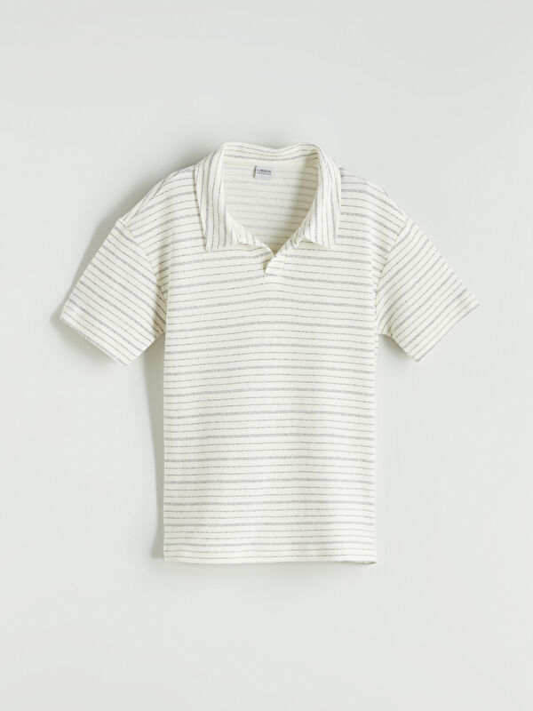 LCW Kids Polo Yaka Çizgili Erkek Çocuk Tişört