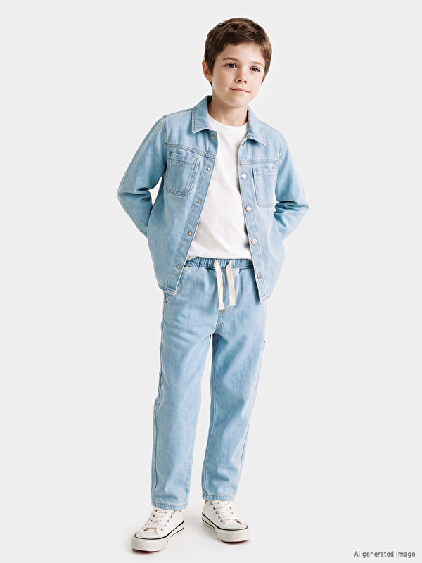 LCW Kids Beli Lastikli Basic Erkek Çocuk Jean Pantolon