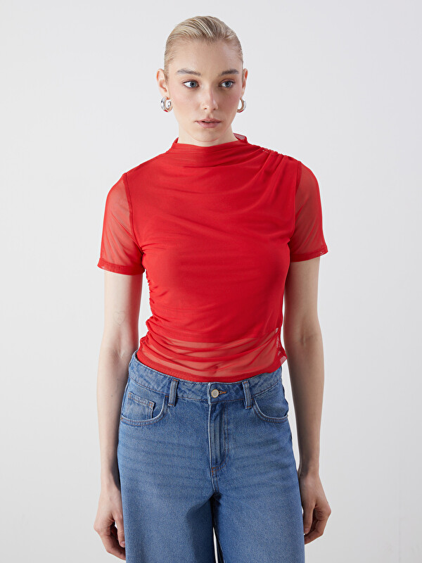 LCWAIKIKI Classic Blouse Froncée à Col Cheminée