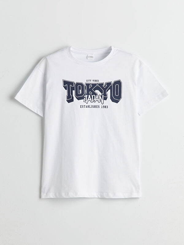 LCW Kids Bisiklet Yaka Tokyo Baskılı Erkek Çocuk Pijama Üst