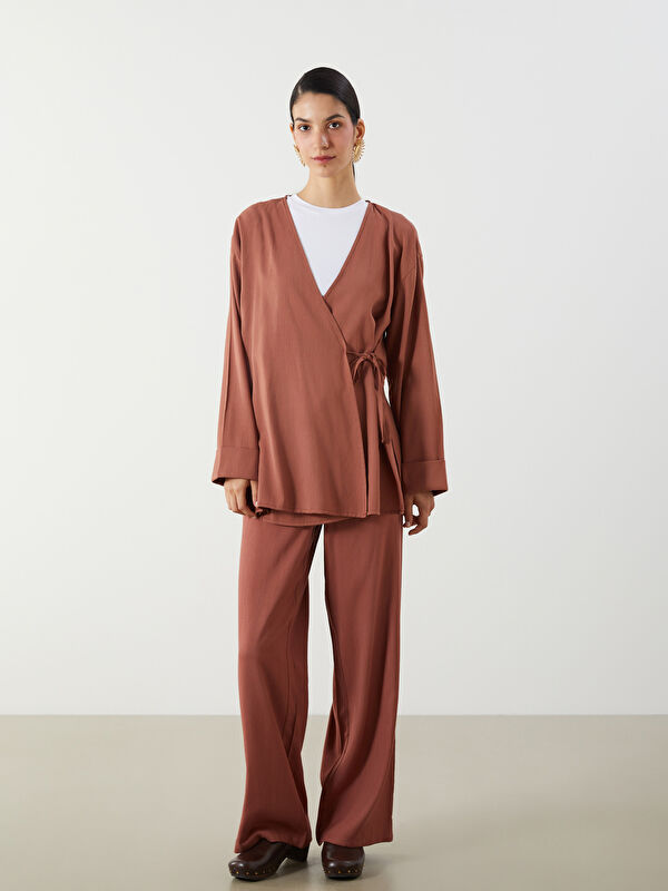 LCW Modest Beli Lastikli Keten Karışımlı Kadın Pantolon