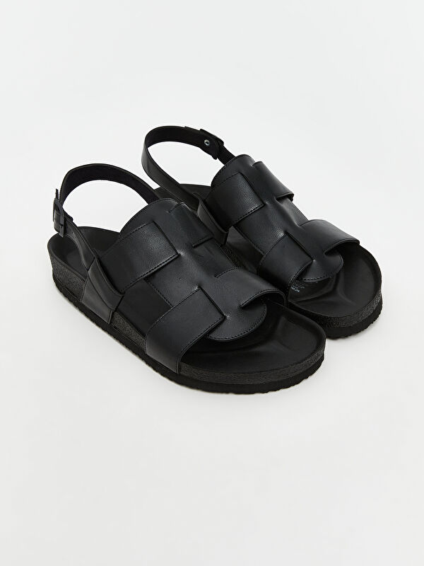 Lcw Steps Kahverengi Lcw Steps Deri Görünümlü Erkek Sandalet