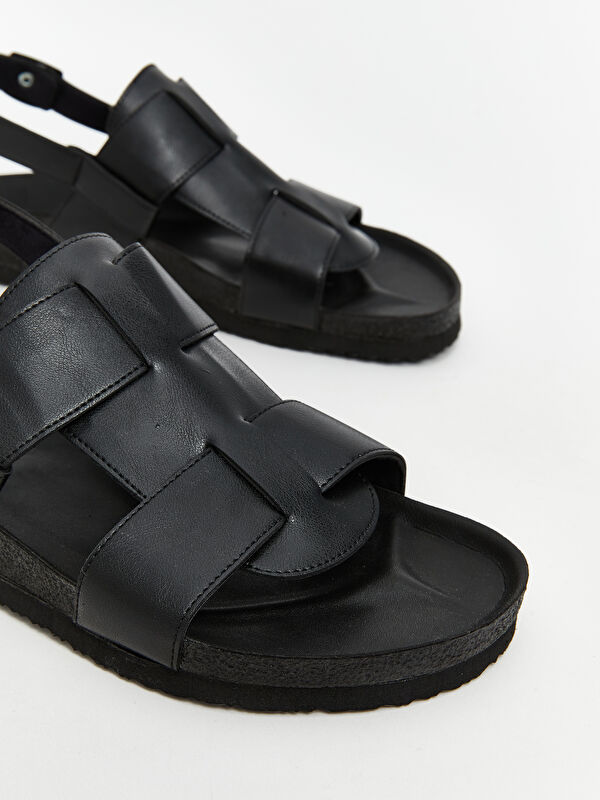 Lcw Steps Kahverengi Lcw Steps Deri Görünümlü Erkek Sandalet