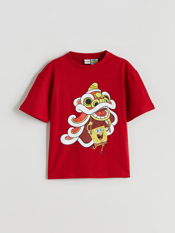 LCW Kids تیشێرتی یاخە خڕی کوڕان بە نەخشی Sünger Bob