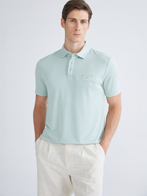 LCWAIKIKI Classic Polo Yaka Merserize Görünümlü Erkek Tişört