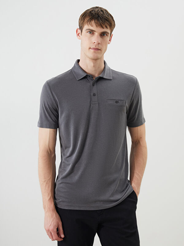 LCWAIKIKI Classic Polo Yaka Merserize Görünümlü Erkek Tişört