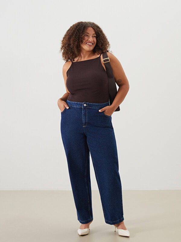 LCWAIKIKI Classic Beli Lastikli Straight Fit Kadın Jean Pantolon