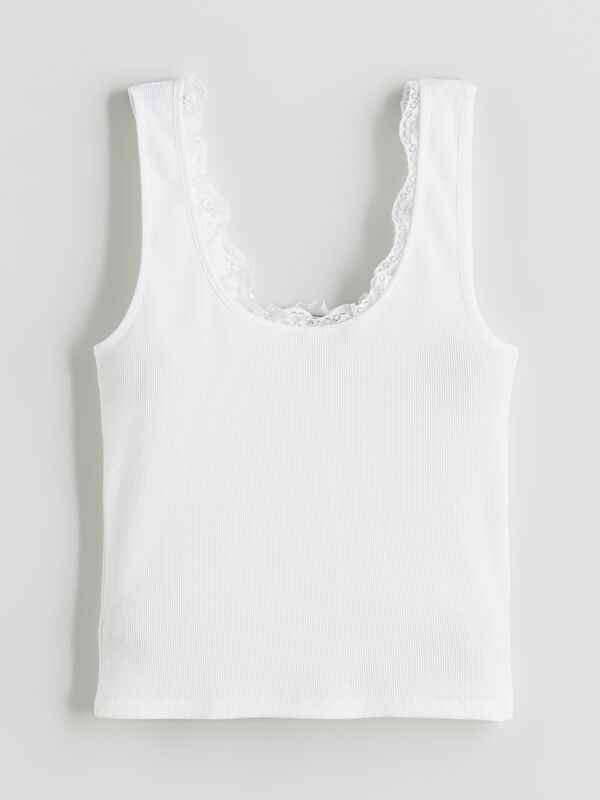 LCW Vision U Neck Lace Detailed Women's Tank Top -S5Q294Z8