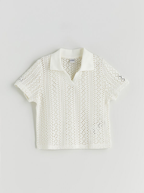 LCW Kids Polo Yaka Ajurlu Kız Çocuk Tişört
