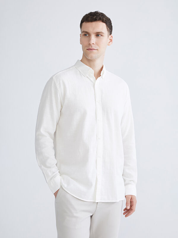 SOUTHBLUE Slim Fit Uzun Kollu Armürlü Erkek Gömlek