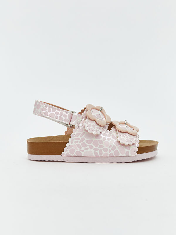 Baskılı Çift Bantlı Kız Bebek Sandalet - Görsel 3
