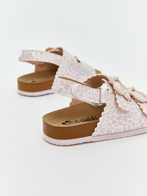 Baskılı Çift Bantlı Kız Bebek Sandalet - Görsel 6