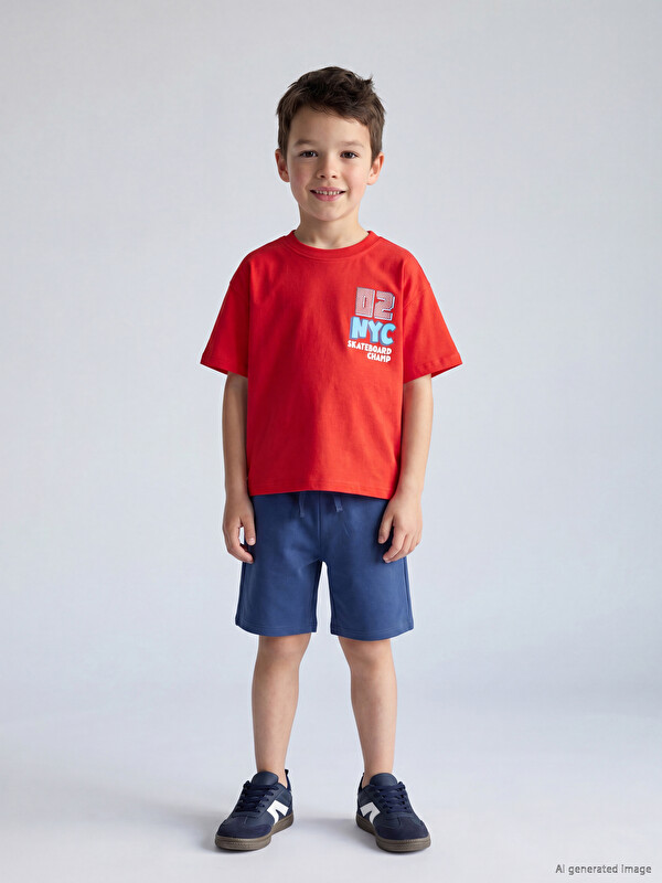 LCW Kids Baskılı Erkek Çocuk Tişört ve Şort 2'li