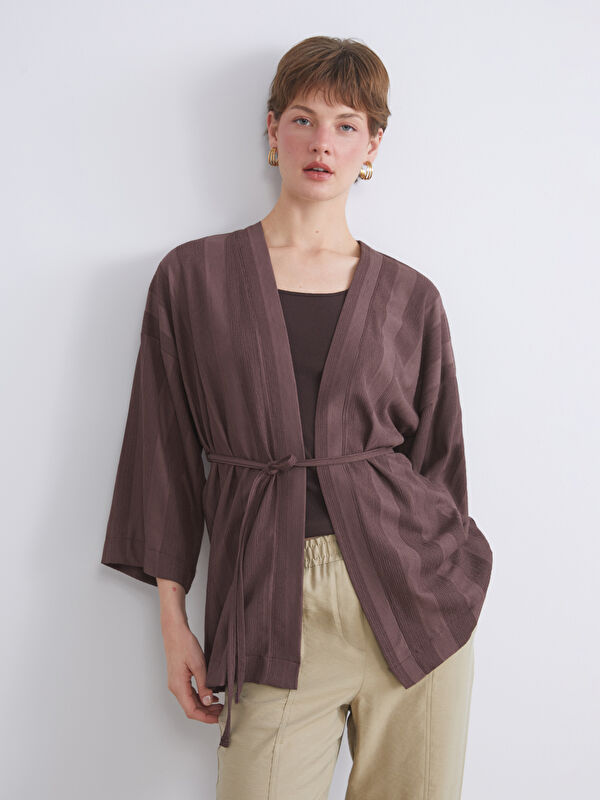 LCWAIKIKI Classic Şal Yaka Çizgili Oversize Kadın Kimono