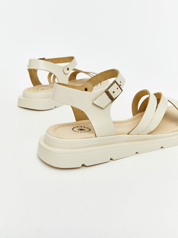 Deri Görünümlü Kadın Sandalet - Görsel 6