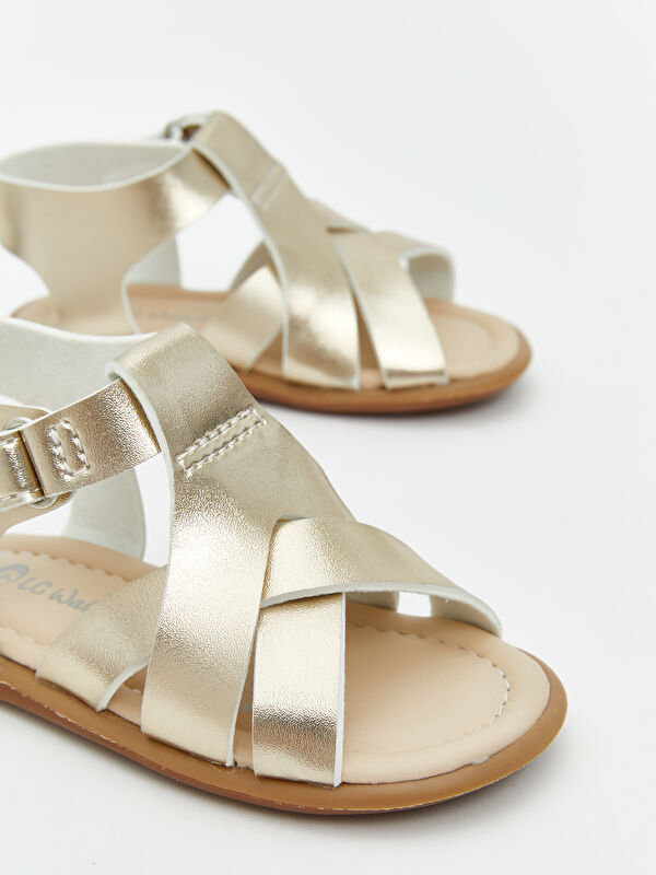 Cırt Cırtlı Çapraz Bantlı Kız Bebek Sandalet - Görsel 4