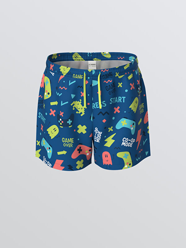 LCW Kids Beli Lastikli Baskılı Erkek Çocuk Deniz Şortu