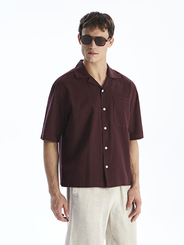 LCW Vision Regular Fit Resort Yaka Kısa Kollu Poplin Erkek Gömlek
