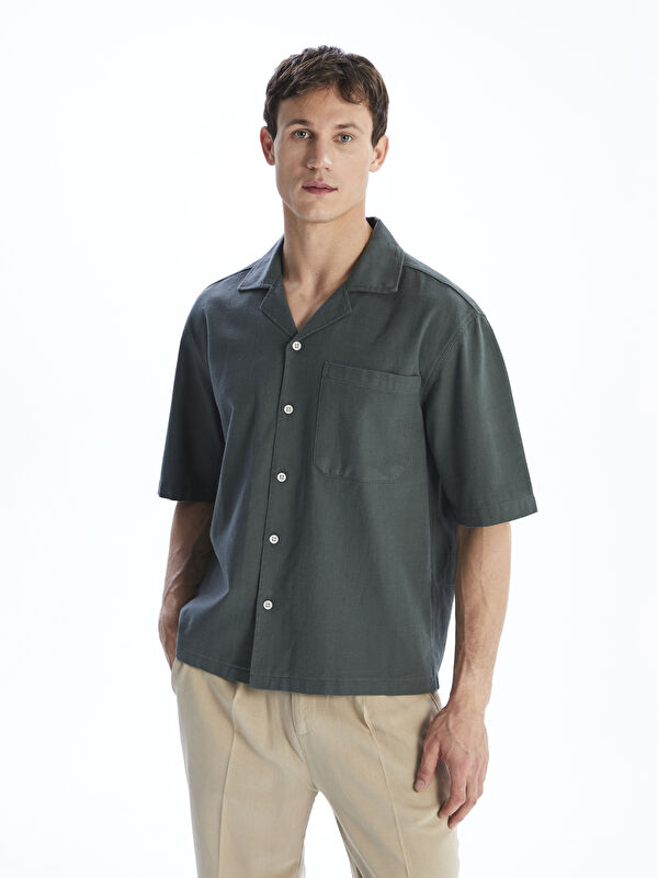 LCW Vision Regular Fit Resort Yaka Kısa Kollu Poplin Erkek Gömlek
