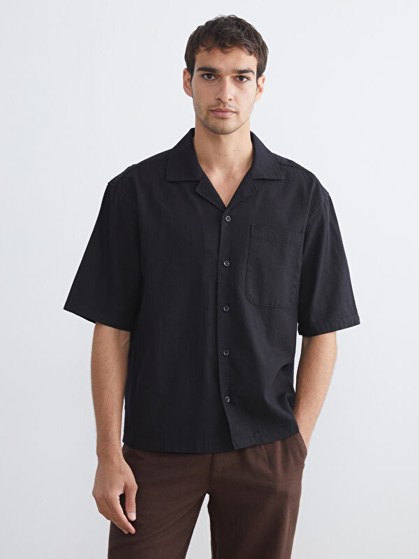 LCW Vision Regular Fit Resort Yaka Kısa Kollu Poplin Erkek Gömlek