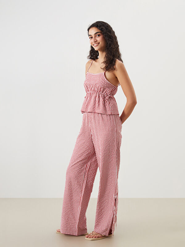 LCW DREAM Kare Yaka Ekose Askılı Kadın Pijama Takımı