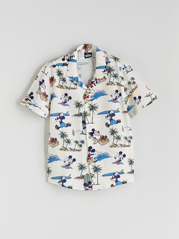 LCW Kids Mickey Mouse Baskılı Erkek Çocuk Gömlek