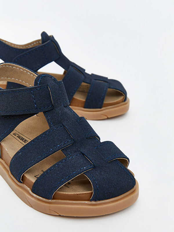 Lcw Steps Kahverengi Lcw Steps Süet Görünümlü Cırt Cırtlı Erkek Bebek Sandalet