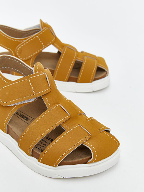 Süet Görünümlü Cırt Cırtlı Erkek Bebek Sandalet - Görsel 4