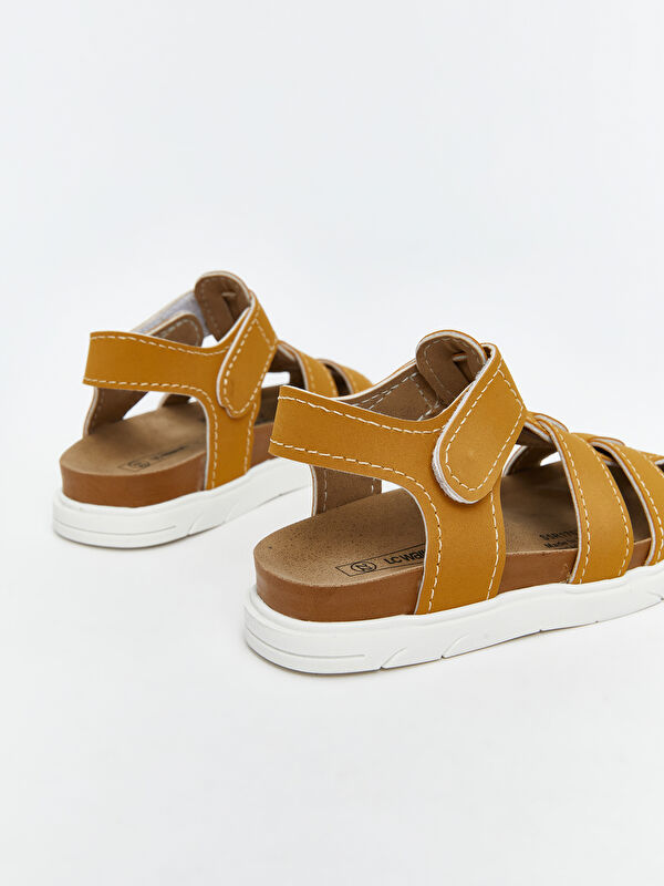 Süet Görünümlü Cırt Cırtlı Erkek Bebek Sandalet - Görsel 6