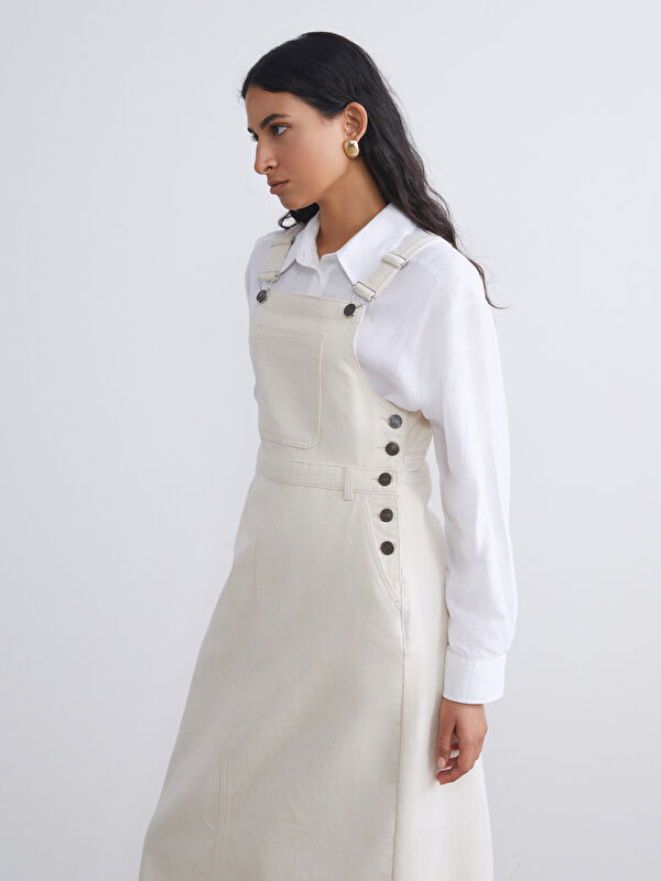 LCW Modest Kare Yaka Jean Salopet