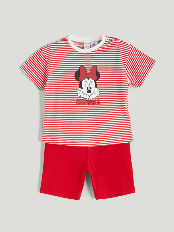 LCW baby Minnie Mouse Baskılı Kız Bebek Tişört ve Tayt 2'li