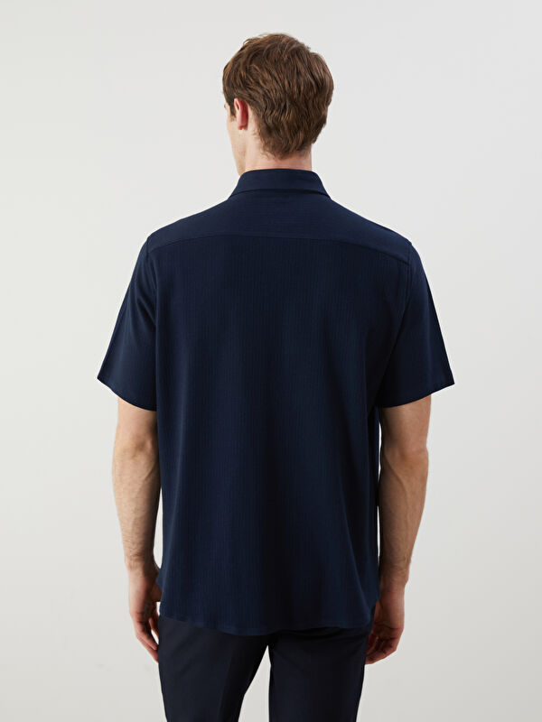 NAO 麻100％ SOUTHBLUE Regular Fit Short Sleeve Men's Shirt -S5R602Z8-RFH
