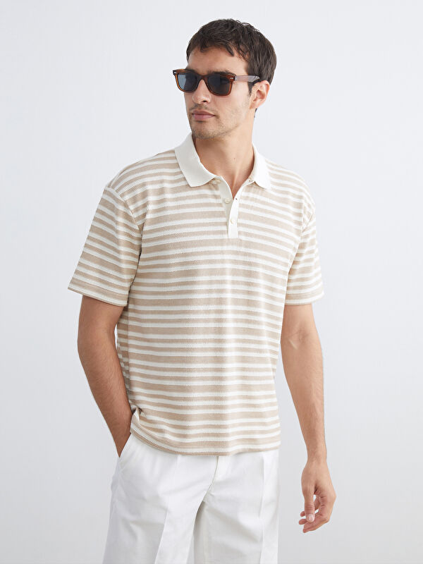 LCW Vision Polo Yaka Çizgili Erkek Tişört