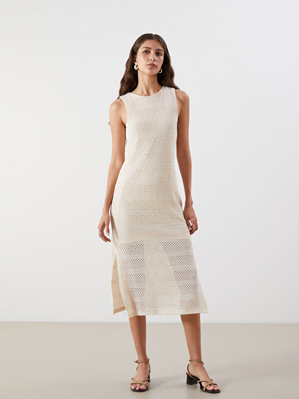 LCW Vision Bisiklet Yaka Kroşe Bodycon Elbise