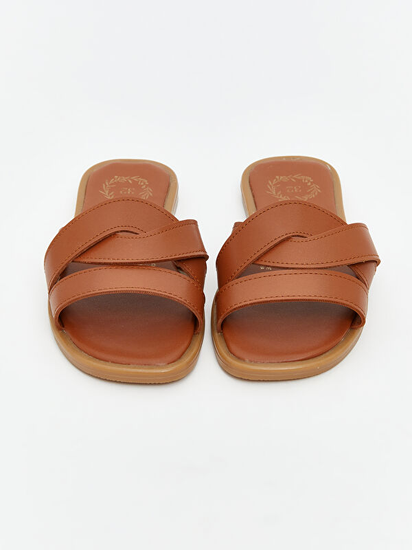 Deri Görünümlü Kız Çocuk Terlik - Görsel 4