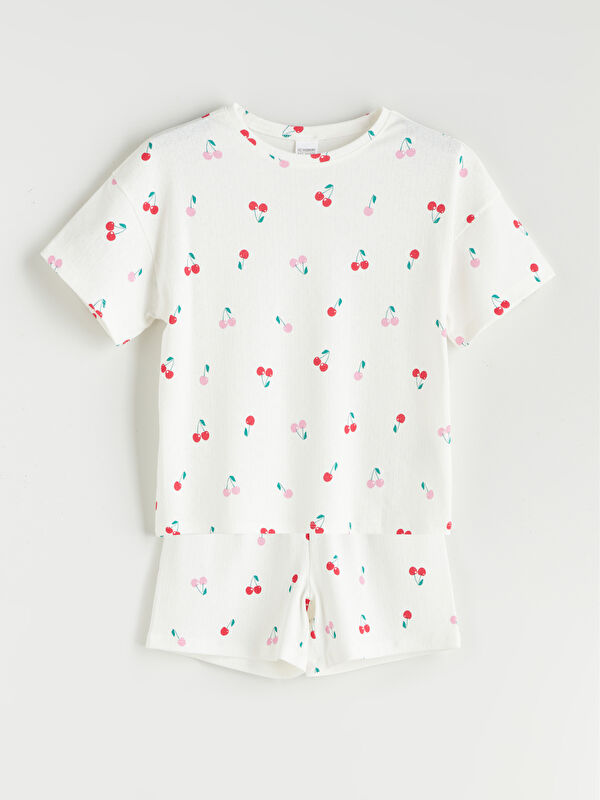 LCW Kids Bisiklet Yaka Kız Çocuk Şortlu Pijama Takımı