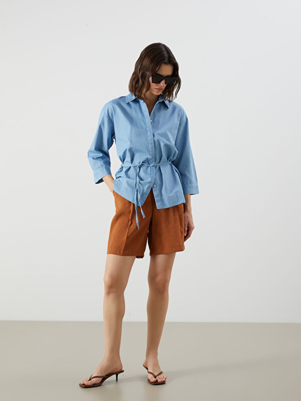 LCW Vision Loose Fit Modal Karışımlı Kadın Pileli Şort
