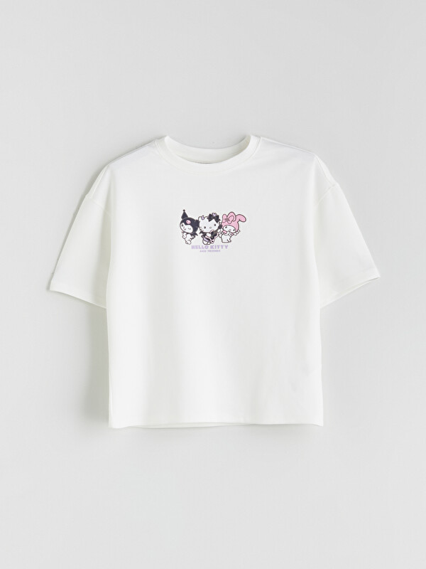 LCW Kids Bisiklet Yaka Hello Kitty Baskılı Kız Çocuk Tişört