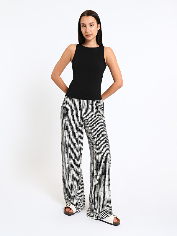 LCWAIKIKI Classic Elastic Waist Patterned Women's Trousers