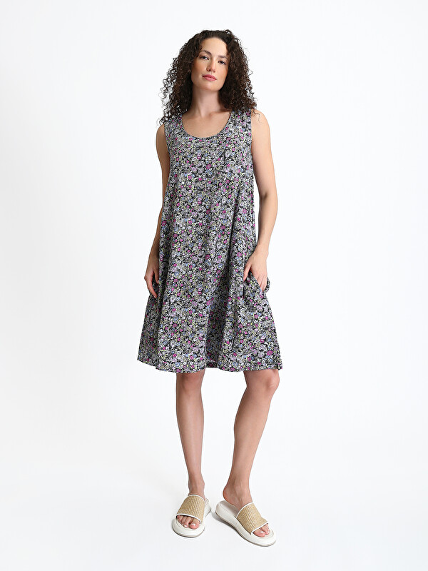 LCWAIKIKI Classic Crew Neck Floral A-Line Women's Dress
