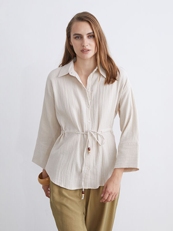 LCWAIKIKI Classic Dokulu Oversize Müslin Kadın Gömlek