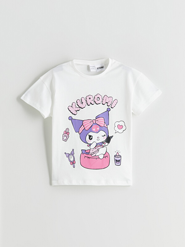 LCW Kids Bisiklet Yaka Kuromi Baskılı Kız Çocuk Tişört