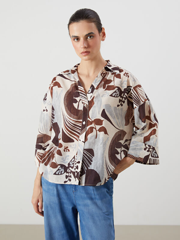 LCW Vision Desenli Oversize Kadın Gömlek