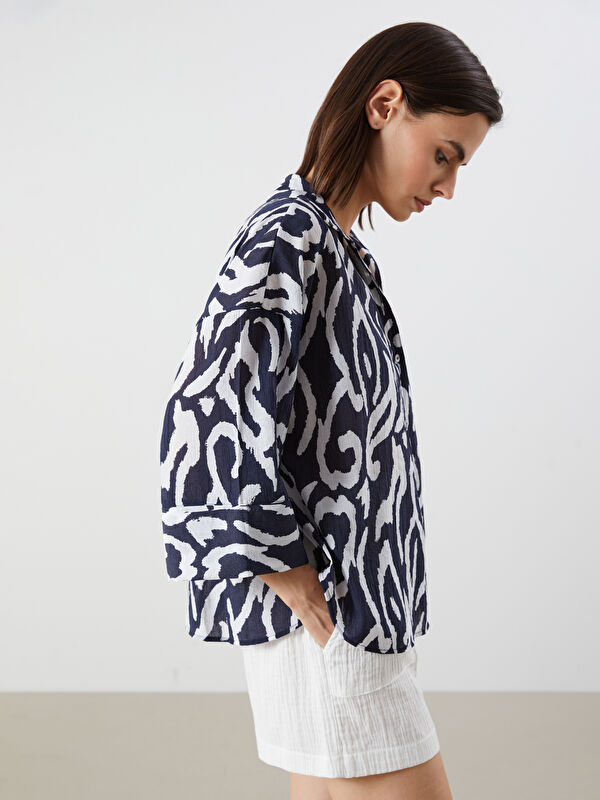 LCW Vision Desenli Oversize Kadın Gömlek