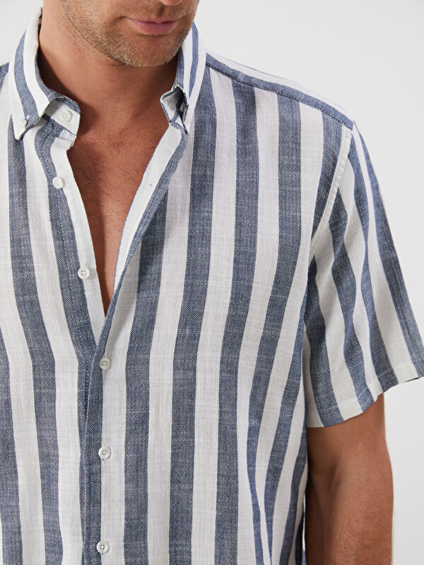 ぷー様ネイビーs SOUTHBLUE Regular Fit Short Sleeve Patterned Viscose Men's