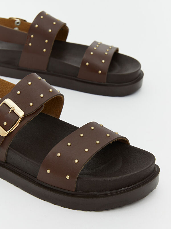 Lcw Steps Siyah Lcw Steps Deri Görünümlü Kız Çocuk Sandalet