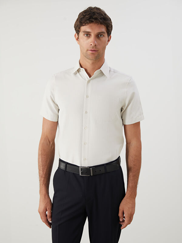 LCW BUSINESS Regular Fit Kısa Kollu Armürlü Erkek Gömlek